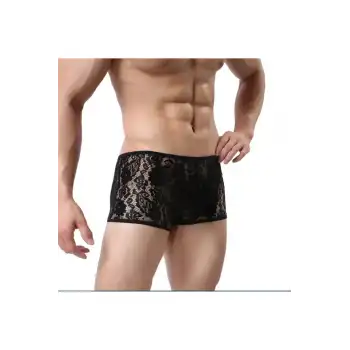 Tegan Fantezi Dantelli Seksi Siyah Erkek Boxer - Seksi Erkek İç çamaşırı TG274612