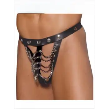 Tegan Fantezi Deri Zincirli Erkek Tanga İç Çamaşırı TG275419