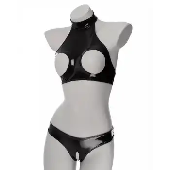 Tegan Fantezi Seksi Özel  Bölgeleri Açık Siyah Lame Gecelik TG279181-1