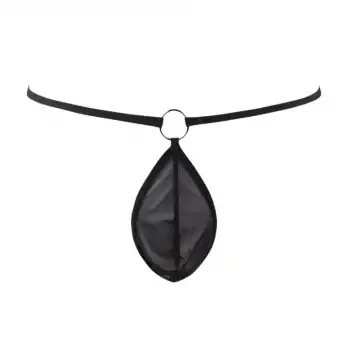 Tegan Fantezi Siyah Transparan Halkalı Tül Erkek String Seksi Erkek İç Çamaşırı TG274610