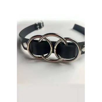 Üçlü Halka Detaylı Ayarlı Şık Deri Choker - APFT681