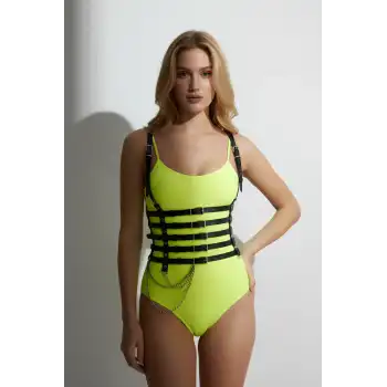 Zincir Detaylı 5 Sıralı Deri Kemer, Deri Korse Kemer - APFT626