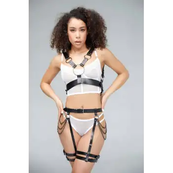 Zincir Detaylı Göğüs - Jartiyer Harness Takım - APFT1070