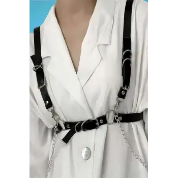 Zincir ve Halka Detaylı Elbise Üzeri Kemer - APFT810