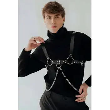 Zincir ve Halka Detaylı Şık Erkek Kemer - APFTM109