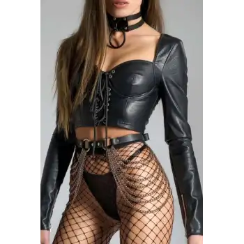 Zincirli Ayarlanabilir Deri Bel Kemeri Ve Tasma Harness - APFT738