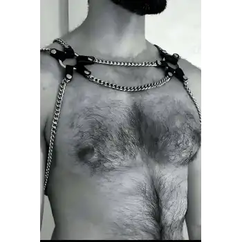 Zincirli Erkek Fantezi Giyim, Seksi Erkek Deri Fantezi Giyim - APFTM100