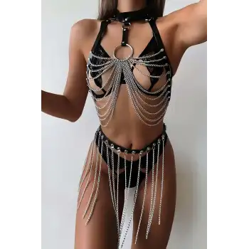 Zincirli Fantazi Etek ve Büstiyer Takım - APFT462