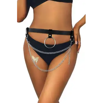 Zincirli Şık Deri Bel Harness - APFT923