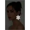Beyaz Reflektörlü Soyut Yıldız Küpe, Şık Lazer Kesim Küpe - APBJ019