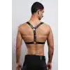 D Halka Detaylı Şık Erkek Göğüs Harness, Erkek Deri T-Shirt Aksesuar - APFTM92