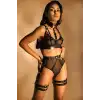 Deri Bayan İç Giyim, Fantazi Deri Jartiyer Ve Göğüs Harness Takım - APFT1238