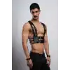 Deri Erkek Club Giyim, Fantezi Erkek Giyim, Deri Kelepçeli Erkek Harness - APFTM118