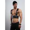 Deri Erkek Club Giyim, Fantezi Erkek Giyim, Deri Kelepçeli Erkek Harness - APFTM118