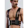 Deri Erkek Club Giyim, Fantezi Erkek Giyim, Deri Kelepçeli Erkek Harness - APFTM118