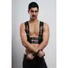 Deri Erkek Club Giyim, Fantezi Erkek Giyim, Deri Kelepçeli Erkek Harness - APFTM118