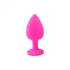 Elmas Taşlı Silikon Kaplı Anal Plug S Küçük Boy 7 cm Pembe