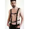 Erkek Deri Zincirli Göğüs Harness - APFTM215