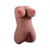 Gerçekçi Göğüslü Vajina Mastürbatör – Koyu Ten, 600g, Yumuşak Silikon