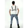 Göğüs Detaylı Arkadan Bağlamalı Erkek Deri Harness - APFTM84