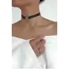Halka Detaylı Şık Deri Choker - APFT35