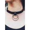 İnce Şerit Halka Detaylı Ayarlı Şık Deri Choker - APFT685