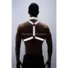 Karanlıkta Parlayan (Reflektörlü) Choker ve Göğüs Harness Takım, Clubwear - APFTM35