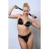 Kırbaçlı Deri Sütyen Takım, Sexy Deri Fantezi Giyim Sütyen Takım - APFT1353