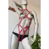 Kırmızı Deri Dansçı Özel Harness