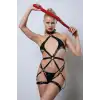 Kırmızı Kırbaçlı Deri Harness, Full Body Deri Harness, Erotik Deri İç Giyim - APFT1348
