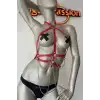 Kırmızı ve Zincir Detaylı Şık Deri Harness - APFT3