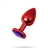 Metal Mor Taşlı Kırmızı Anal Plug Orta Boy