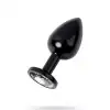 Metal Şeffaf Taşlı Siyah Anal Plug Orta Boy