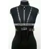 Püskül ve Deri Büstiyer Harness, Püsküllü Clubwear, Deri Büstiyer - APFT767