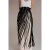 Püsküllü Deri Etek, Bel Üzeri Şık Püsküllü Deri Etek - APFT1090