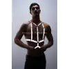 Reflektörlü (Karanlıkta Parlayan) Göğüs Harness, Clubwear, Tarz Erkek Vücut Aksesuar - APFTM40