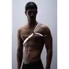 Reflektörlü (Karanlıkta Parlayan) Omuz Detaylı Şık Erkek Göğüs Harness, 3 Çizgili Harness - APFTM45