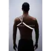 Reflektörlü (Karanlıkta Parlayan) Omuz Detaylı Şık Erkek Göğüs Harness, 3 Çizgili Harness - APFTM45