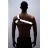 Reflektörlü (Karanlıkta Parlayan) Tek Omuz Erkek Göğüs Harness, Clubwear - APFTM32