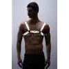 Reflektörlü (Karanlıkta Parlayan) Zincir Detaylı Şık Erkek Göğüs Harness, Reflektörlü Clubwear - APFTM109