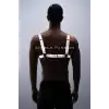 Reflektörlü (Karanlıkta Parlayan) Zincir Detaylı Şık Erkek Göğüs Harness, Reflektörlü Clubwear - APFTM109
