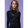Seksi Göğüs Üzeri Şık Harness - Deri Kadın Harness - Kadın Deri İç Giyim - APFT580