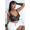 Şık Deri Zincirli Göğüs Tasma Ve Bileklik Takım harness - APFT952