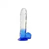Silikon Şeffaf Mavi Realistik Dildo 17,5 cm