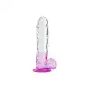 Silikon Şeffaf Mor Renkli Realistik Dildo 20 cm
