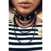 Siyah Zincir Detaylı Deri Choker - APFT664