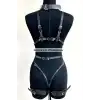 Tasma ve Zincir Detaylı Şık Deri Harness, Deri Fantezi Giyim- APFT1225