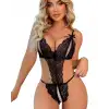Tegan Büyük Beden Fantezi Siyah Dantelli Babydoll TG279249