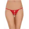 Tegan Fantezi Arkası Açık Fiyonklu Kırmızı Dantel String - Tanga TG270024