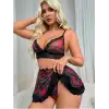 Tegan Fantezi Seksi Dantelli Ekose Sütyen Mini Etek Takım TG2710128